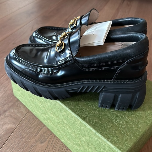 Gucci lug sole women’s loafers size 42. Excellent condition. Black Nappa - Picture 4 of 8